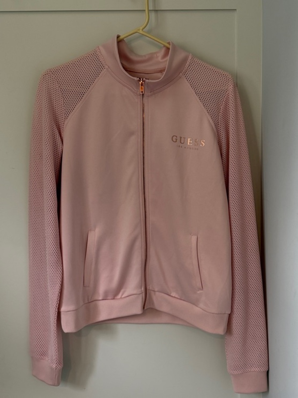 Guess Light Pink Mesh-Sleeve Zip Jacket